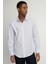 Slim Fit Uzun Kol Çizgili Yaka İçi Biyeli Ketenli Erkek Gömlek 2