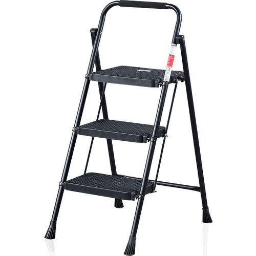 Eurostep 3 Basamaklı Merdiven Çelik Malzemeden Geniş Basamaklı Ergonomik Tasarım