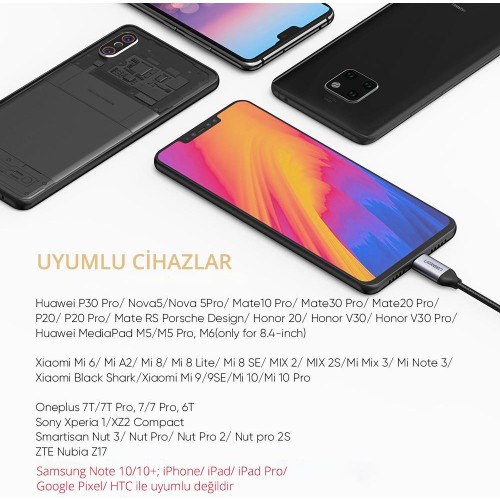 UGREEN Type-C to Aux Jak Kulaklık Adaptörü Kablo Dönüşütücü, Gümüş, 30632
