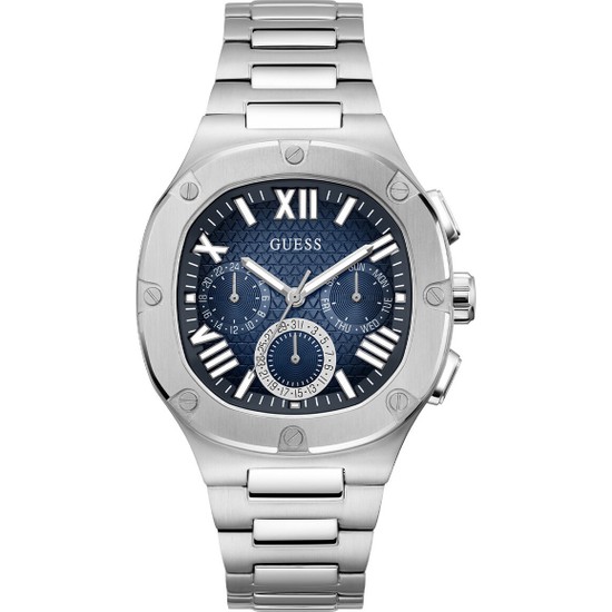 GUESS Asset Trendy – Orologio Uomo GW0575G4, Cassa 42mm, Quadrante Blu, Bracciale In Acciaio