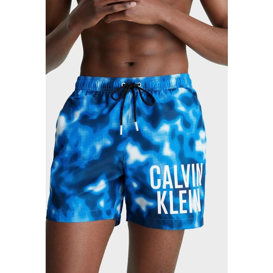 Calvin Klein Logolu Deniz Şortu Belden Bağlamalı Cepli Mayo Short Erkek Mayo Short KM0KM00795 0g2