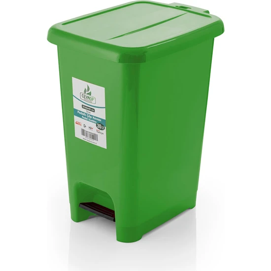 Ceymop Slim Pedallı Çöp Kovası 30 lt Yeşil