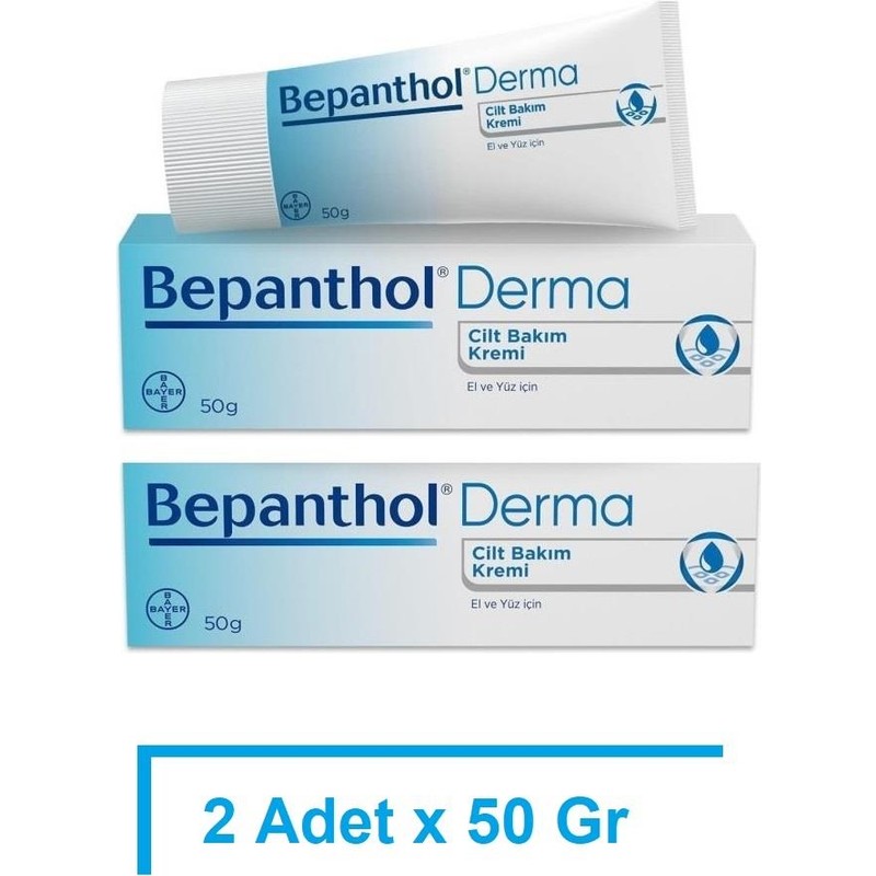 Bepanthol Derma Cilt Bakım Kremi El ve Yüz Için 50 gr - 2 Adet - SKT:11/2025