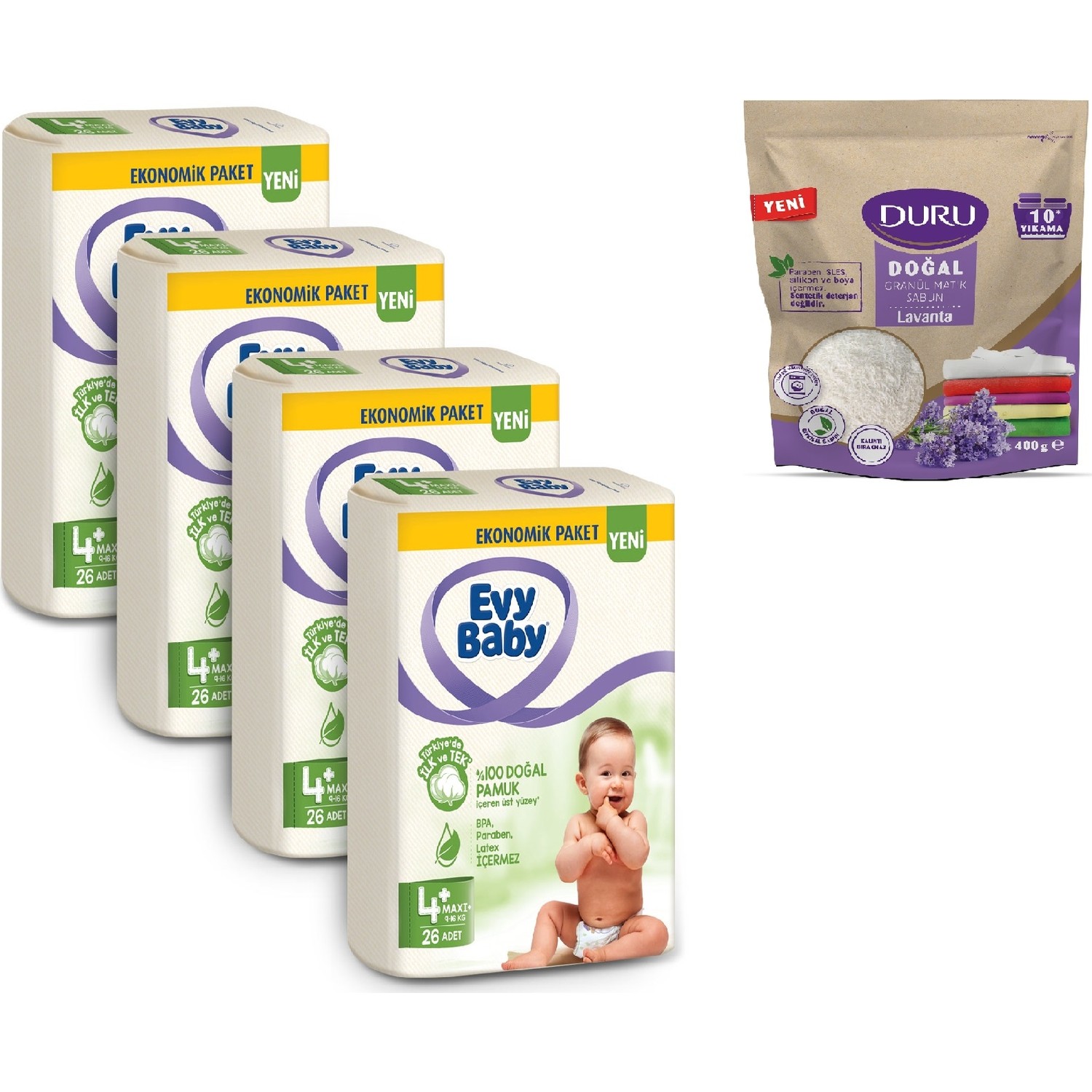 Evy Baby Bebek Bezi 4+ Beden Maxiplus 4�lü Fırsat 104�LÜ