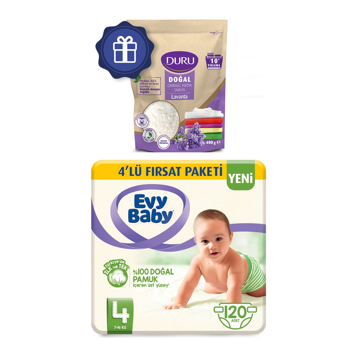 Evy Baby Bebek Bezi 4 Beden Maxi 4�lü Fırsat 120�LI Duru