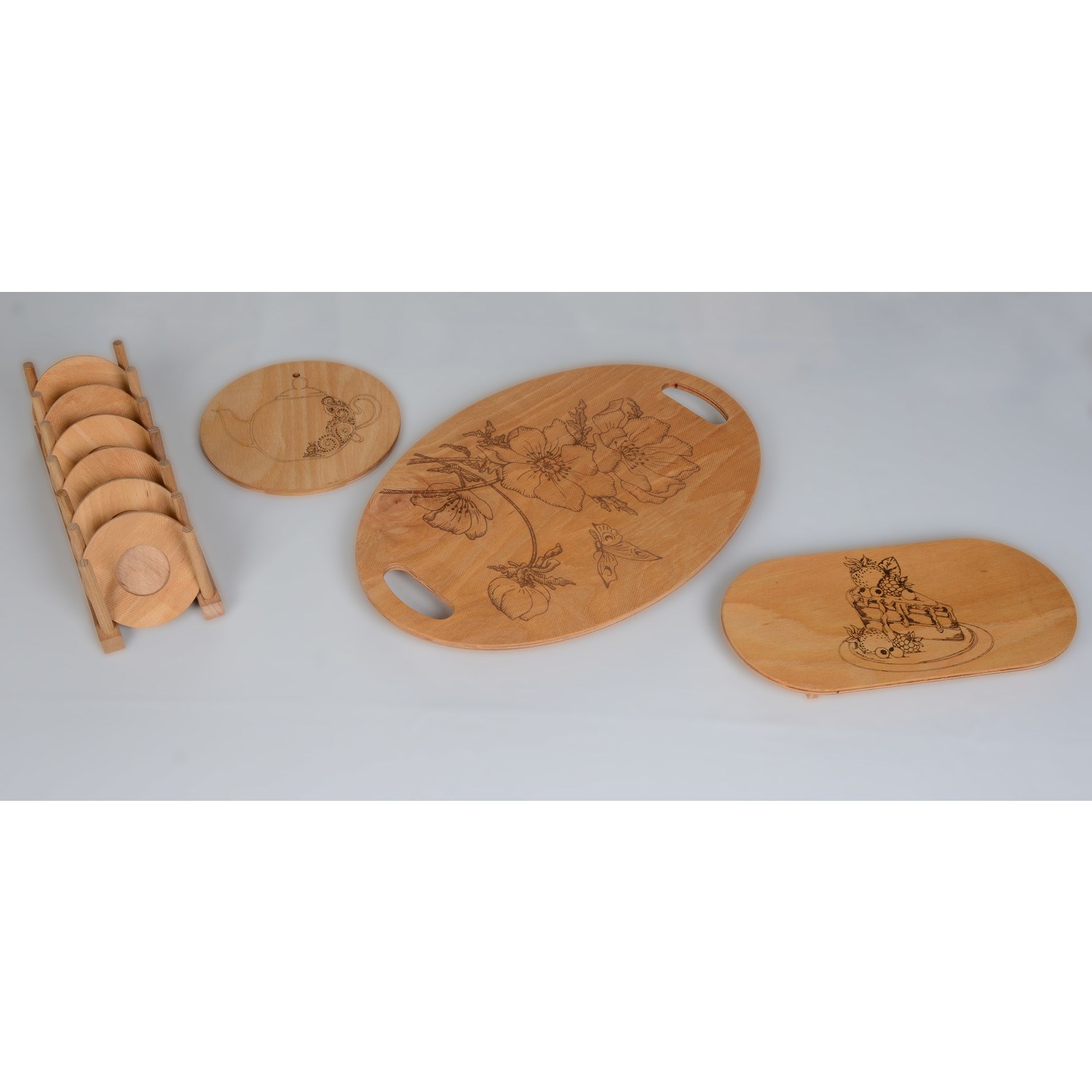 Art Ahşap Ahşap 6 Kişilik 5 Parça Çay ve Pasta Sunum Seti Fiyatı