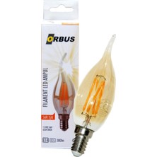 Orbus Dekoratif Rustik Kıvrık Mum Ampul E14 Amber 4 W