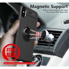 Case 4U Apple iPhone X-XS Kılıf Autofocus Shockprof Ravel Yüzüklü Standlı Slikon Kapak Siyah