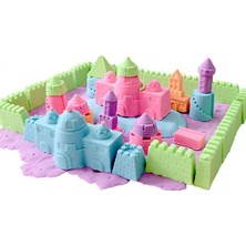 Hereos Kale Kinetik Oyun Kumu Seti - Oyun Havuzu + Kale Oyun Kalıpları + 4 Renk Kinetik Kum