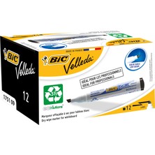 Bic Velleda 1751 Eco Kesik Uçlu Beyaz Tahta Kalemi, Siyah 12'li Kutu