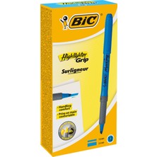 Bic Briteliner Grip Fosforlu Kalem Mavi, 12'li Kutu