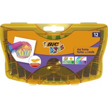 Bic Kids Yağlı Pastel Boya Çantalı Plastik Kutu 12 Renk