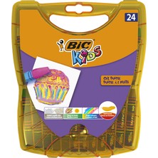 Bic Kids Yağlı Pastel Boya Çantalı Plastik Kutu 24 Renk