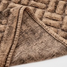 Alanur Home Domino Cotton Eskitme 2'li Paspas Seti Klozet Takımı Kahve