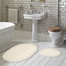 Alanur Home Hanımeli Secdem Gofre Dantelli 2'li Klozet Krem