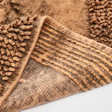 Alanur Home Salina Oval Cotton Makarnalı Yıkanabilir 2'li Paspas Seti Klozet Takımı Eskitme Kahve