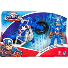 Hasbro Marvel Super Hero Adventures Captain America Mega Mini Figür ve Motosikleti