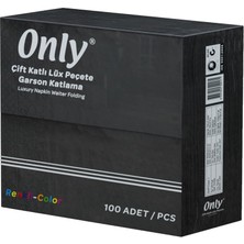 Only Lüx Garson Katlama Peçete / 2 Kat / 40X40 Cm. / Siyah / 100'LÜ 12 Paket / Koli