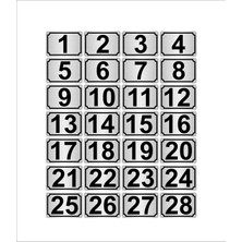 Özarslan DizaynMetal Kapı Masa Dolap Numarası 7 x 10 cm 28'li Dikdörtgen 1-28 Gümüş
