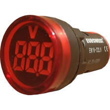 Euro Voltmetreli Sinyal Lambası - Kırmızı