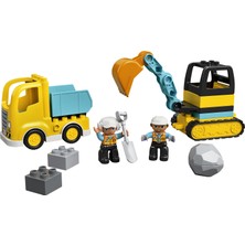 LEGO® DUPLO® Kamyon ve Paletli Kazıcı 10931 2 Yaş ve Üzeri Çocuklar için Kazıcı ve Damperli Kamyonlu İnşaat Sahası Oyuncağı (20 Parça)