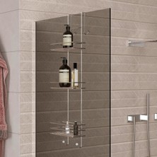Tekno-tel 3 Katlı Duşakabin Banyo Rafı Krom Lm066