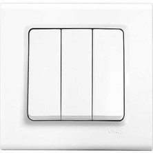 Viko Viko Linnera/Rollina Beyaz Üçlü Anahtar Mekanizma Çerçeve Hariç