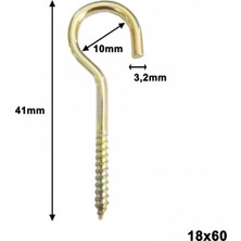 Beşel Piton Açık Kancalı Vida 18X60Mm - 10Lu