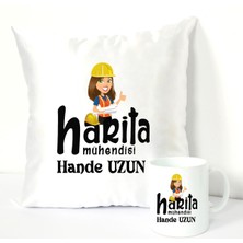 Nil Hediye Harita Mühendisi Bardağı ve Dekoratif Kırlenti
