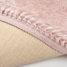 Alanur Home Queen Sarmaşık Şekilli Nakışlı Kaymaz Yıkanabilir 3'lü Paspas Seti Klozet Takımı Set Pudra