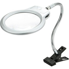 Ctn MG15124-C Paltava Masaüstü Metal Hortum Mandallı LED Aydınlatmalı Büyüteç 2.5 x 130 mm