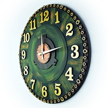 Kayra TASARIM AHŞAP DUVAR SAATİ SOMUN GREEN LATİN 50 cm
