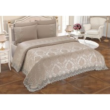 Çeyiz Diyarı Fransız Güpürlü Çeyizlik Pike Takımı Queen Cappucino