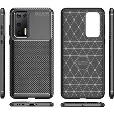 Case Street Huawei P40 Kılıf Negro Karbon Dizayn + Full Ekran Koruyucu Lacivert