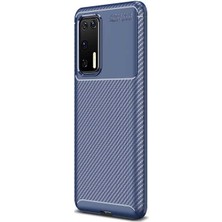 Case Street Huawei P40 Kılıf Negro Karbon Dizayn Silikon Lacivert