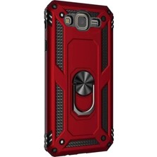 Case Street  J7 Core Kılıf Tank Vega Standlı Yüzüklü Mıknatıslı + Nano Glass Kırmızı