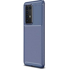 Gpack Huawei P40 Pro Kılıf Negro Karbon Dizayn Silikon Lacivert