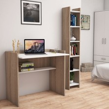 Bimossa T1020 Neslişah Kitaplık ve Çalışma Masası Ceviz/Beyaz
