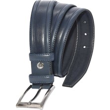 Süzer Lacivert Suni Deri Desenli Model 3.5 Cm.lik Klasik Kemer - 8045-61