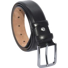 Süzer Siyah Hakiki Deri Düz Renk 3.5 cm Klasik Kemer - 200-DÜZ