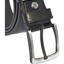 Süzer Siyah Suni Deri Dikişli Model 4 cm Spor Kemer - 7000-28