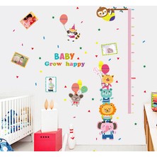 Crystal Kids Neşeli Hayvanlar  Çocuk ve Bebek Odası Büyüme Ölçer Duvar Sticker