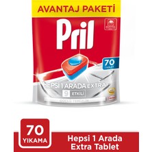 Pril Hepsi Bir Arada Extra Tablet Bulaşık Makinesi Deterjanı 70 Yıkama