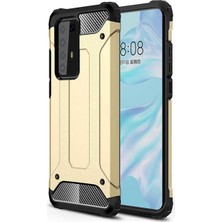 CoverZone Huawei P40 Pro Kılıf Darbe Koruyucu Arka Kapak Zırh Gold