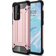 CoverZone Huawei P40 Pro Kılıf Darbe Koruyucu Arka Kapak Zırh Rose Gold