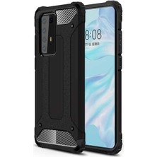 CoverZone Huawei P40 Pro Kılıf Darbe Koruyucu Arka Kapak Zırh Siyah