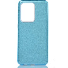 CoverZone Samsung Galaxy S20 Plus Kılıf Simli Shining Hard Silikon Mavi