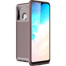 CoverZone Samsung Galaxy A11 Kılıf Karbon Delüx Tpu Silikon Dlx Kahverengi