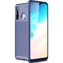 CoverZone Samsung Galaxy A11 Kılıf Karbon Delüx Tpu Silikon Dlx Lacivert