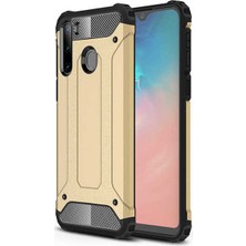 CoverZone Samsung Galaxy A11 Kılıf Darbe Koruyucu Arka Kapak Zırh Gold + 5d Temperli Cam